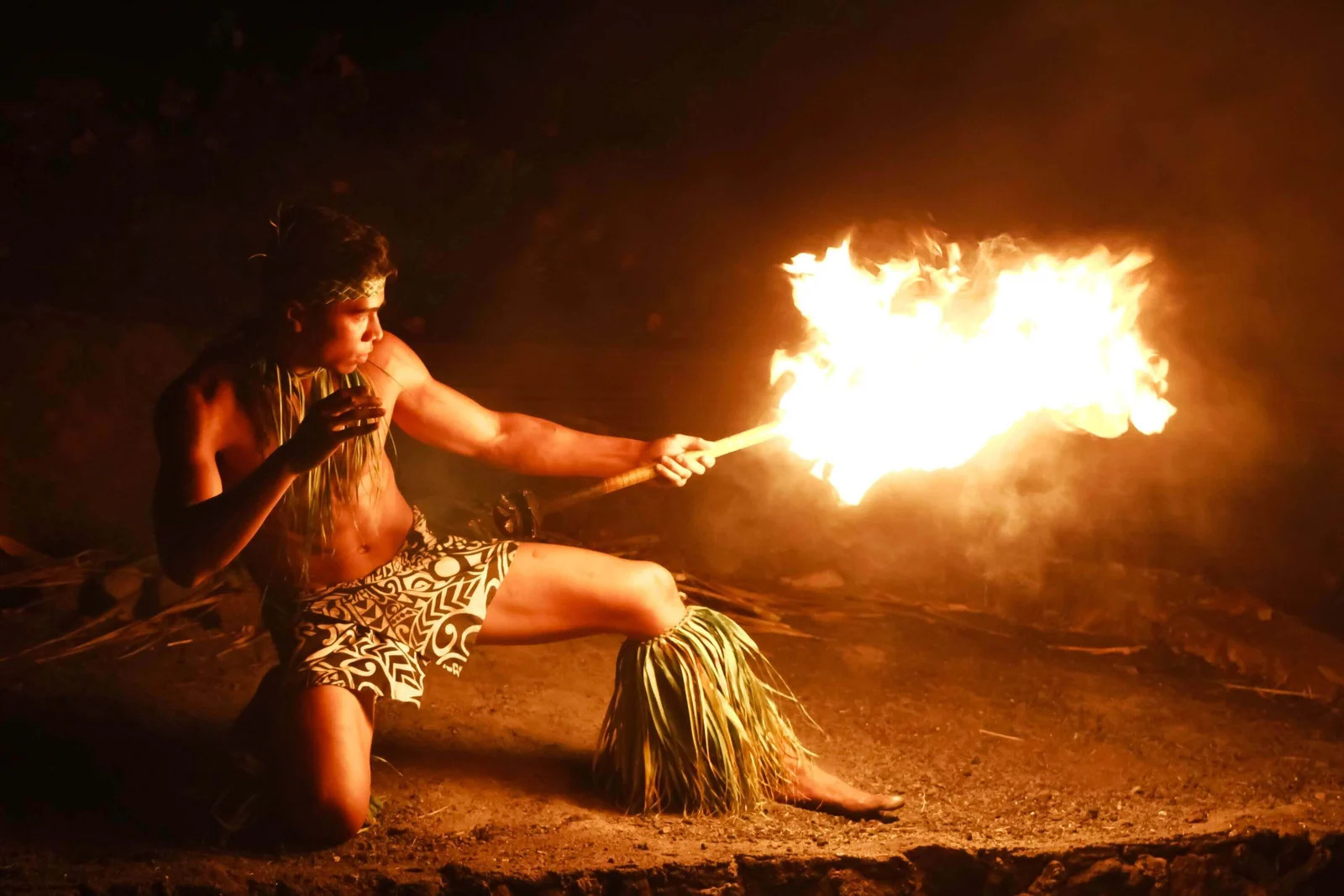 Fire performer at the Aloha Kai Luau